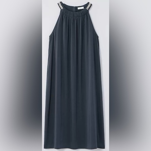 NWT J Jill Embellished Halter-Neck Dress Greystone Color Size M - Picture 1 of 7